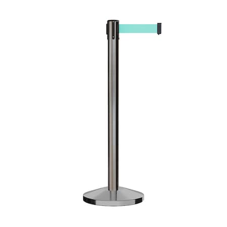 Montour Line Stanchion Belt Barrier Sat.Steel Post 13ft. Lt Grn Belt ES400-SS-LGN-130